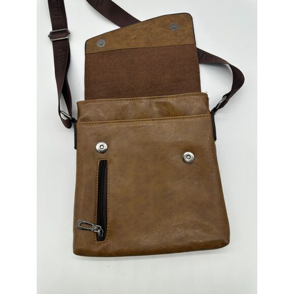 Jeep Cross Body Messenger Bag Wide Adjustable Strap 9X10” Brown - Picture 7 of 7